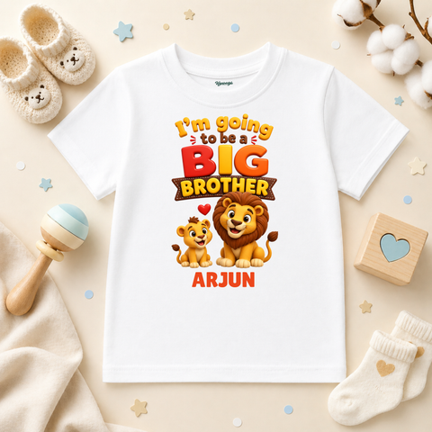 Im Going to Be Big Brother Lion Theme Custom Name Kids T Shirt