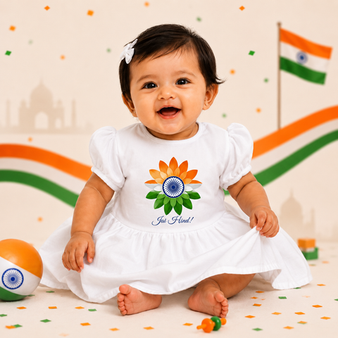 Tricolor Ashoka Chakra Independence Day Kids Frock