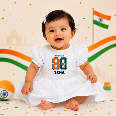 India at 80 Personalized Frock for Kids