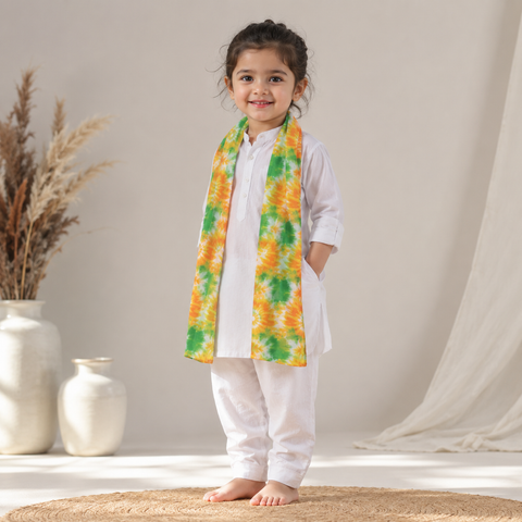 Tricolor Bloom Mulmul Dupatta