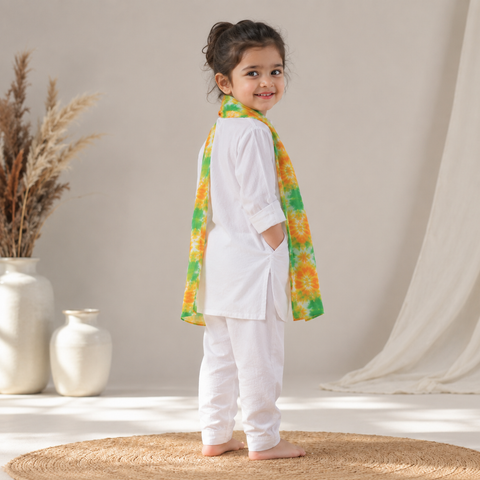 Tricolor Bloom Mulmul Dupatta