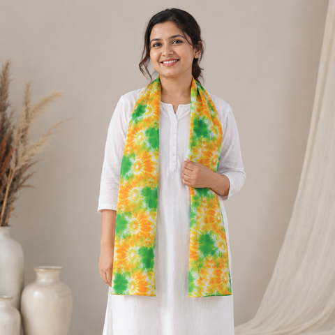 Tricolor Bloom Mulmul Dupatta