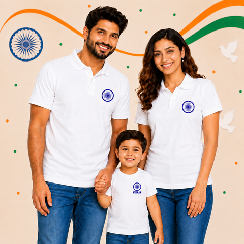 Ashoka Chakra Personalized Family Polo Set