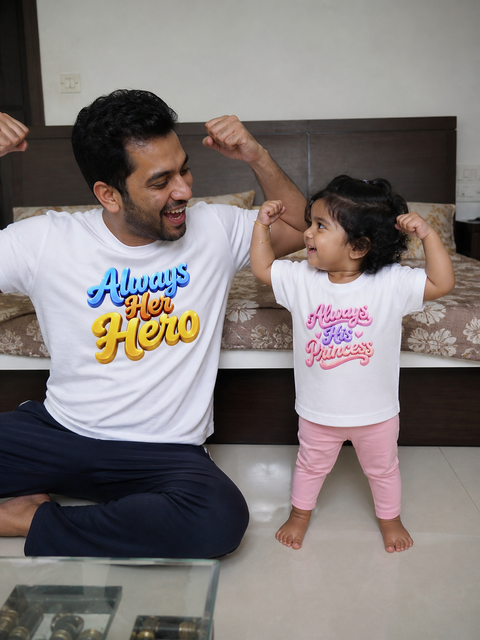 Father’s Day Always Her Hero Dad & Daughter Matching T-Shirts
