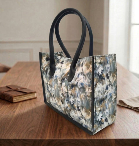 ABSTRACT FLORAL TRAVEL LEATHER BAG
