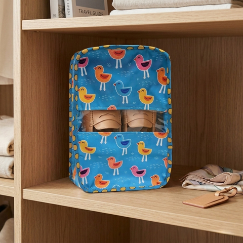 PLAYFUL BIRDS PRINT Grand Shoe Zip Box