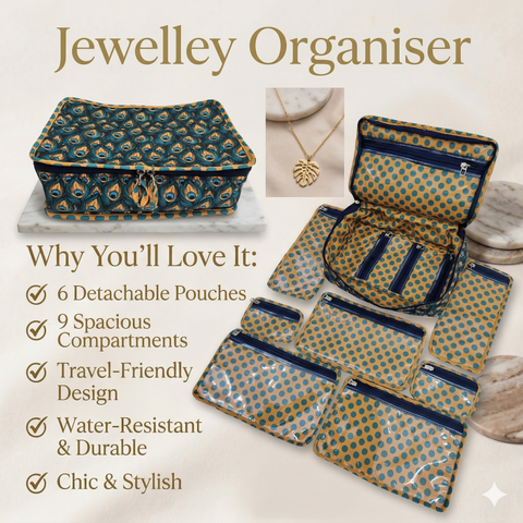 PEACOCK GLORY PRINT JEWELRY ORGANIZER