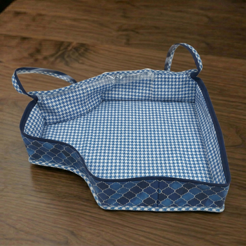 INDIGO MOSAIC PRINT BLOUSE COVER