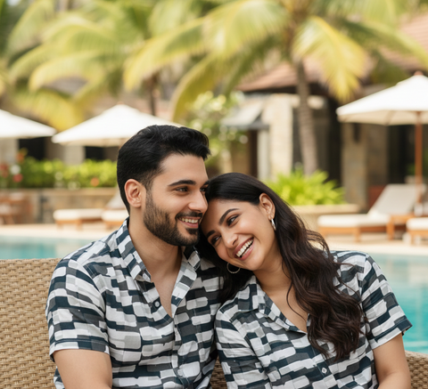 BLACK & WHITE BOX PRINTED SHIRT