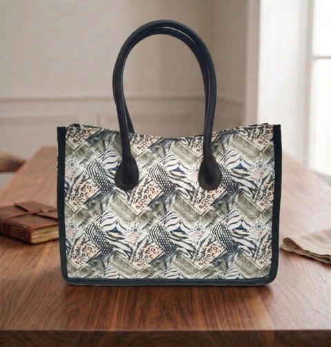 ABSTRACT PRINT LEATHER BAG