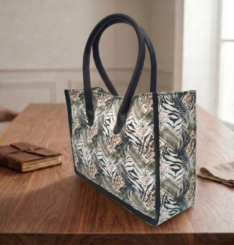 ABSTRACT PRINT LEATHER BAG