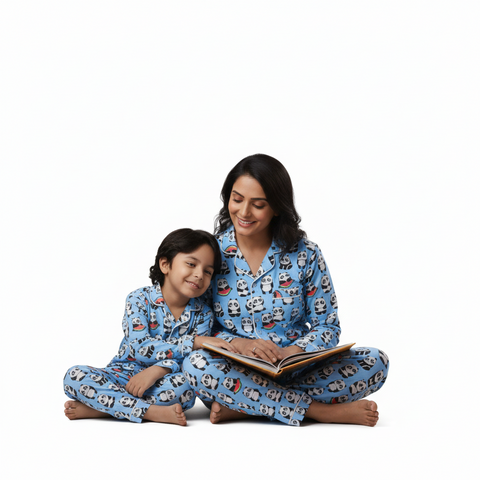 Panda & Watermelon Printed Kids Night Suit