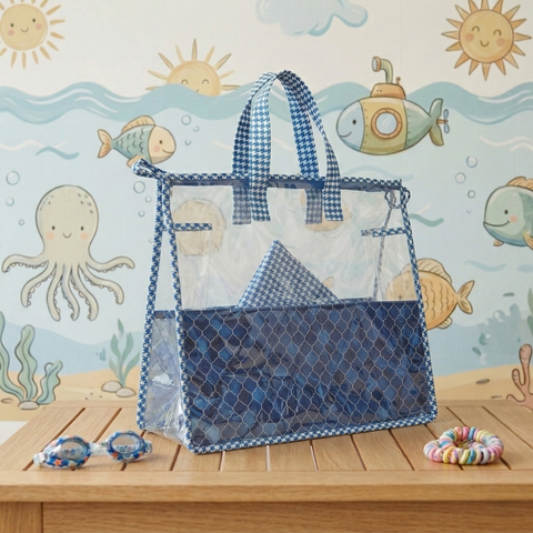 INDIGO MOSAIC PRINT  Swimming Bag