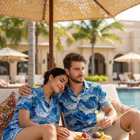 BLUE & WHITE WAVES PRINTED SHIRT