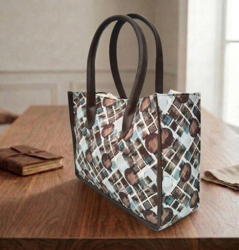 RETRO MOSAIC CIRCLES LEATHER BAG