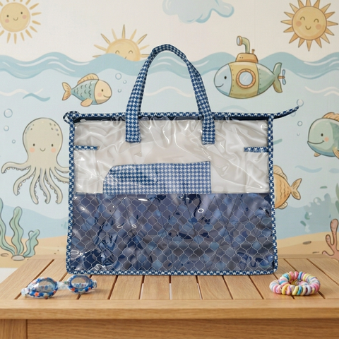 INDIGO MOSAIC PRINT  Swimming Bag