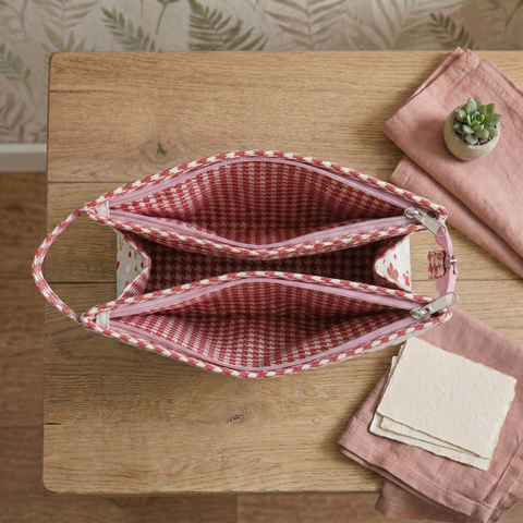 SCARLET CHERRY PRINT TRIOZIP TOILETRY BAG