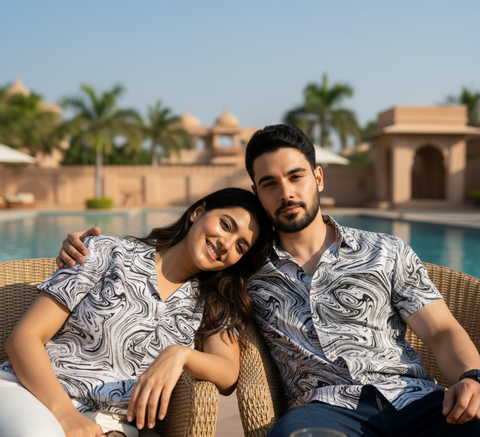 BLACK & WHITE RESIN PRINTED SHIRT