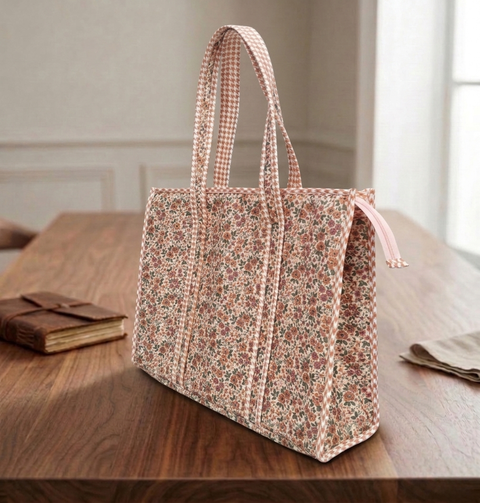 SUNSET POPPY PARADE  PRINT SMALL TOTE BAG