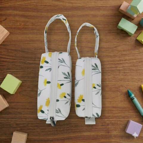 YELLOW DANDELION PRINT SMALL DUO POUCH SET