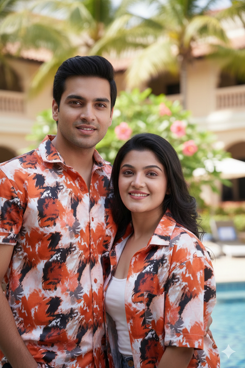 patchy abstract Couple shirt