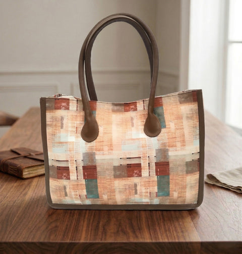 ABSTRACT GEOMETRIC TRAVEL LEATHER BAG