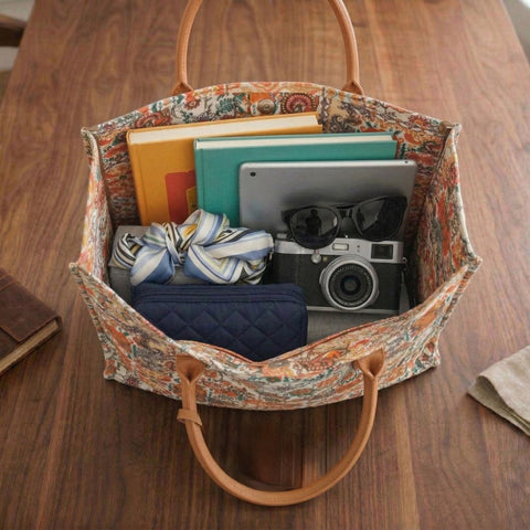 ETHNIC FLORAL GEOMETRIC LEATHER BAG
