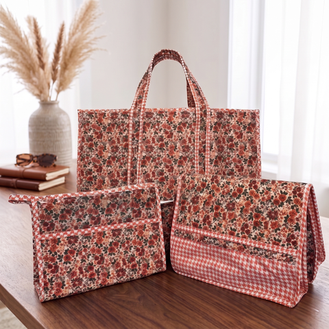 SUNSET POPPY PARADE TOTE BAG SET