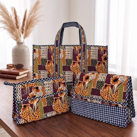 MIDNIGHT PEACH PETALS TOTE BAG SET