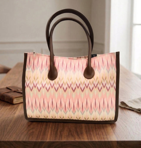 CHEVRON PRINT TRAVEL LEATHER BAG