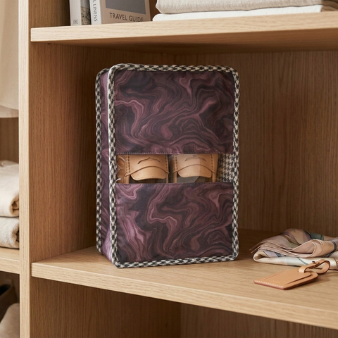 PLUM MARBLE PRINT GRAND SHOE ZIP BOX