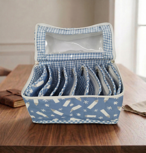 PENCIL FLAKES PRINT LUXE 10-POUCH EARRING ORGANIZER