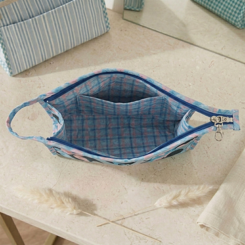 PEACH PETAL PARTY PRINT TRAVEL MAKEUP POUCH SET