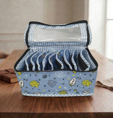 SPACE BUDDIES PRINT LUXE 10-POUCH EARRING ORGANIZER