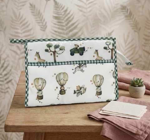 VROOM TOWN PRINT TRIOZIP TOILETRY BAG