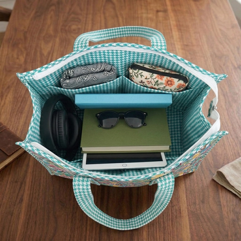 EMERALD GARDEN PARTY PRINT SMALL TOTE BAG