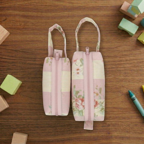 FLORAL STRIPE PRINT SMALL DUO POUCH SET