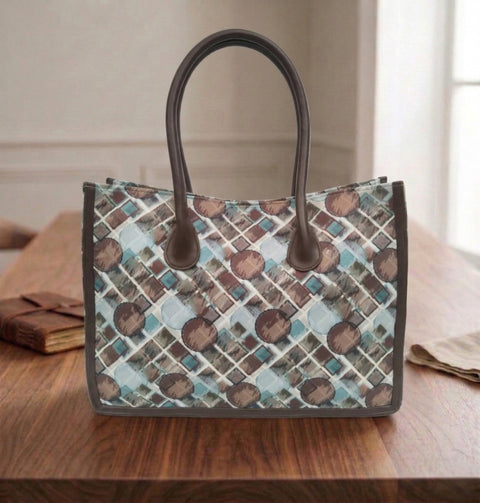 RETRO MOSAIC CIRCLES LEATHER BAG