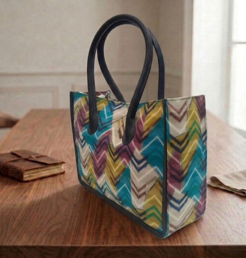 CHEVRON IKAT MULTICOLOR LEATHER BAG