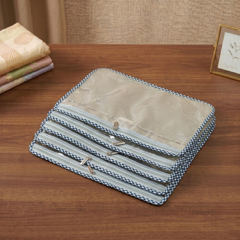 NAVY LEAF DRIFT PRINT GRAND SAREE ORGANIZER