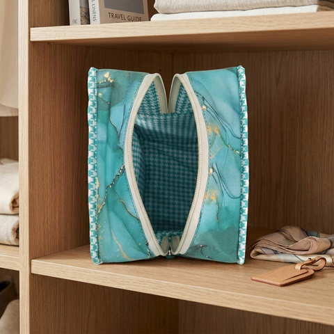 EMERALD GOLD MARBLE PRINT GRAND SHOE ZIP BOX
