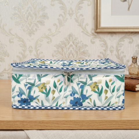 NAVY LEAF DRIFT PRINT JEWELRY ORGANIZER