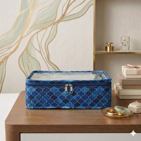 INDIGO MOSAIC PRINT SMART BANGLE ORGANIZER