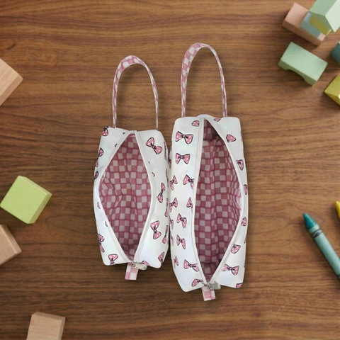 Classy Bow Print Small Duo Pouch Set