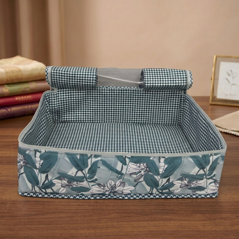 TEAL MAGNOLIA GROVE PRINT GRAND SAREE ORGANIZER