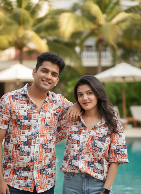London Travel Couple shirt