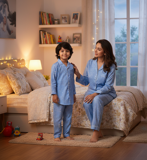 Moon Star Printed Kids Night Suit
