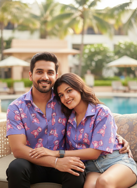 Purple teddy Couple shirt