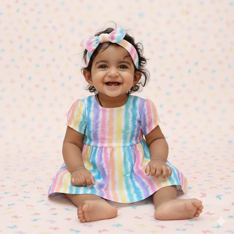 HOLI FROCK COLOURFUL STRIPES