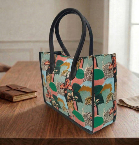 ABSTRACT PRINT LEATHER BAG